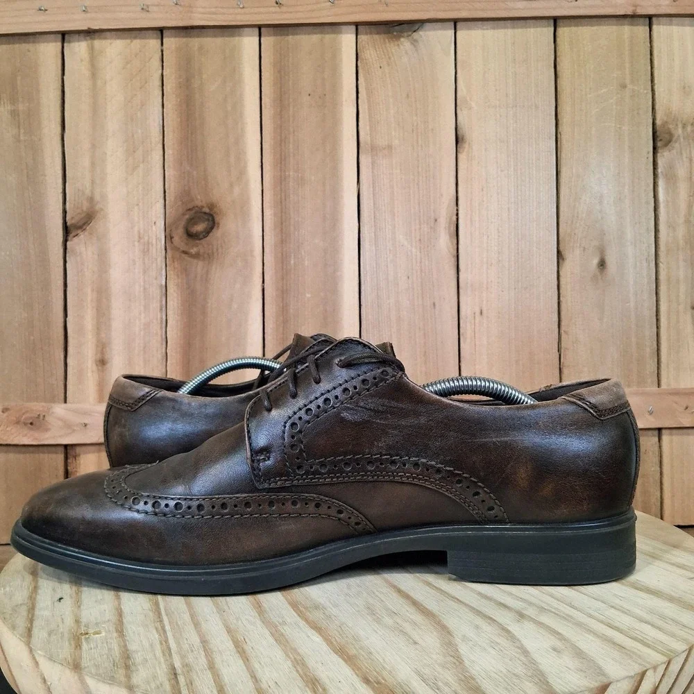 ECCO Melbourne Wingtip‎ Oxford Shoes Mens 11 45 EU Brown Leather Brogue Derby